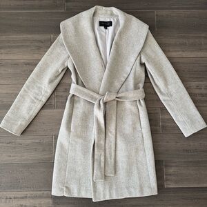 Ann Taylor Light Gray Belted Coat